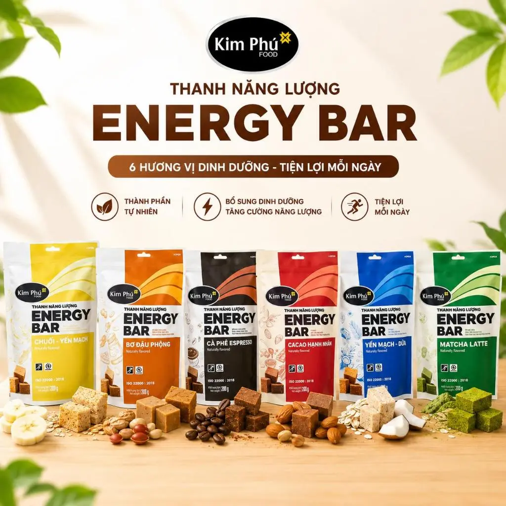 Thanh Năng Lượng EnergyBar Kim Phú túi 13 Thanh Cho Người Bận Rộn, Tập Gym, Dân Văn Phòng