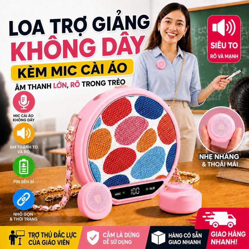 Loa không dây chuyên nghiệp, Bluetooth 5.4, micro cài áo từ tính, công nghệ khử…