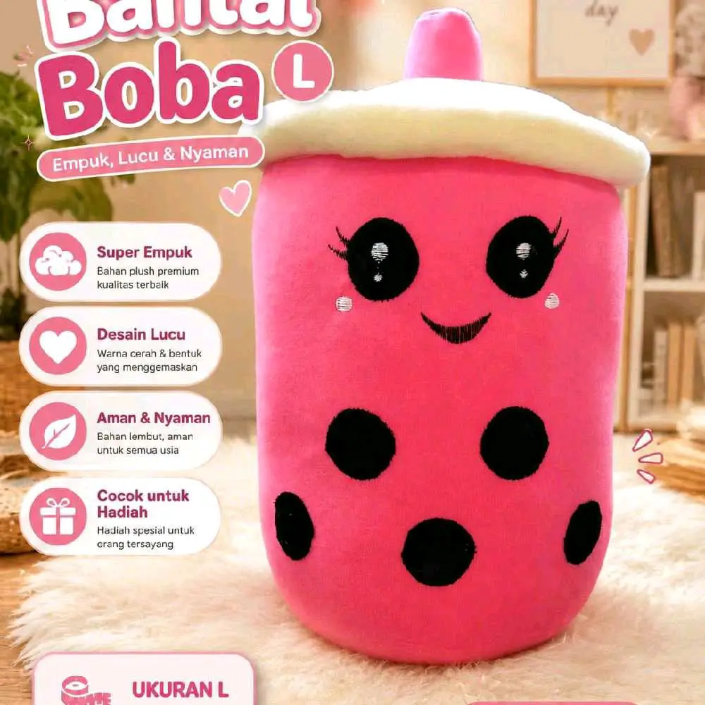 promo bantal boba milk tea size L