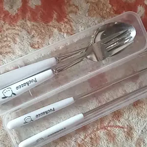Sunflower H1083 Set Alat Makan Stainless Steel  Motif Lucu Komplit Sendok Garpu Sumpit Plus Box Tahan Karat Cocok untuk Bebekan Bahan Berkualitas Ukuran 18 cm Berat 81 gram H937