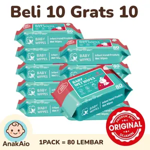 PROMO Beli 10 Gratis 10 Tisu Basah Bayi 80 Lembar Lembut Bebas Alkohol 80 Lembar - Tisu Basah Baby Aman Harga Murah Cocok untuk Bayi 0-3 Tahun Membersihkan Cepat Tidak Merusak Kulit Bayi