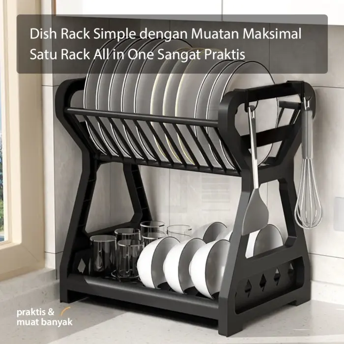 Rak Piring 2 Susun Plastik Tempat Pengering Piring Mangkok Gelas