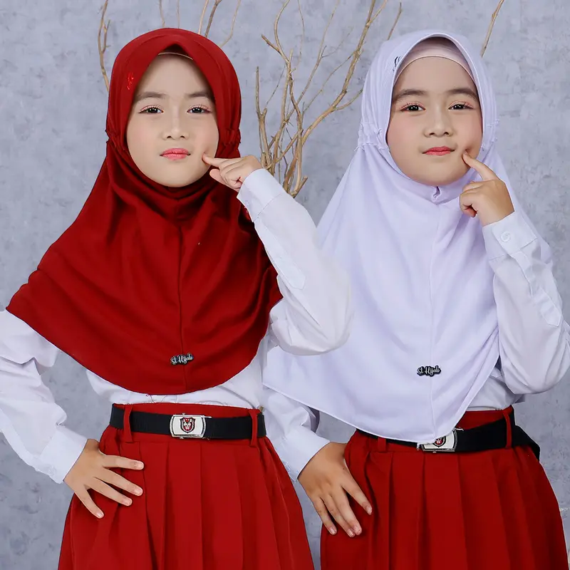 Hijab Sekolah Instan SD SMP SMA Pita Tertutup Bahan Kaos PE Premium 0