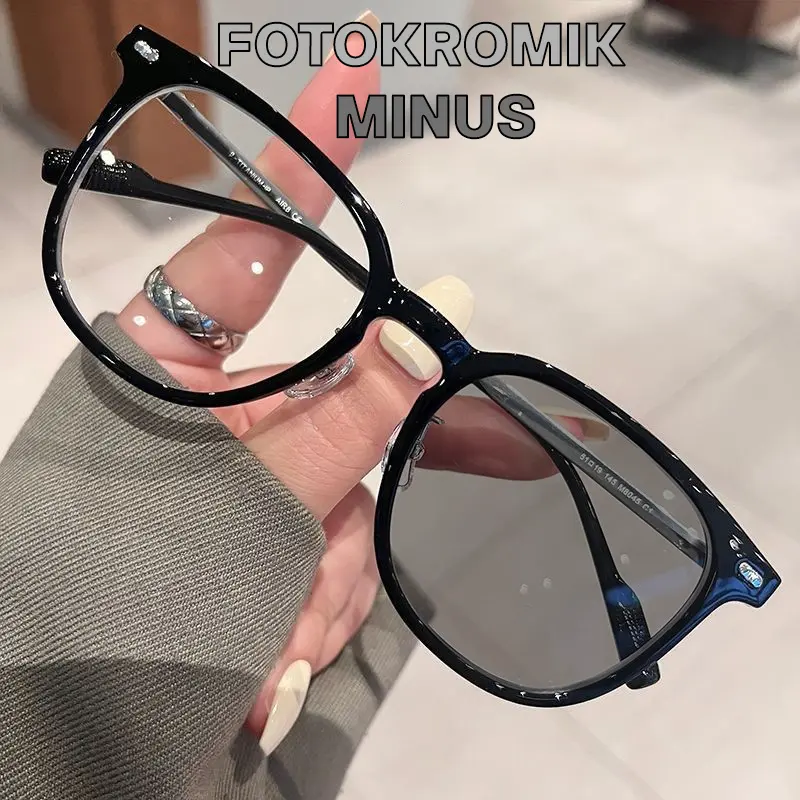 Kacamata Fotokromik Minus -0.50 s/d -6.00 Fashion Korea Retro Anti Blue Light Anti Radiasi Kacamata Model FM 68