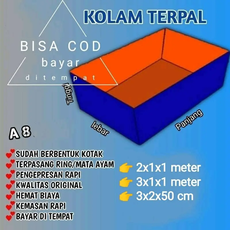 Terpal Kolam Ikan Kotak Type/Ketebalan A5, A8, A12 100% Original Korea Tahan Lama 1