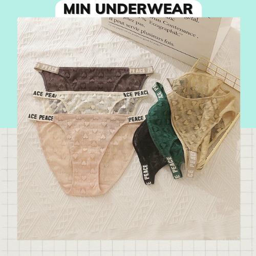 326 Quần Lót Nữ Ren Tim Thông Hơi Dễ Thương Min Underwear