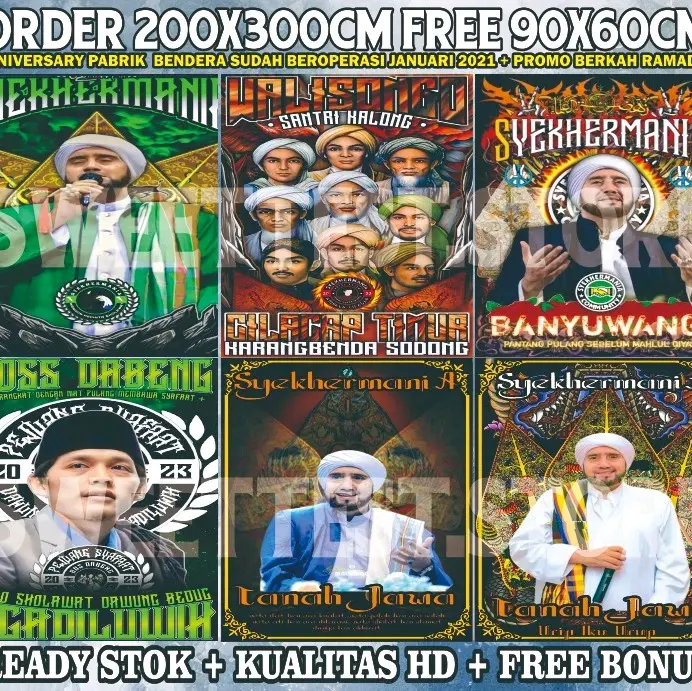 BENDERA GUS IQDAM 200X300 1 HARI JADI TANPA PREE ORDER BONUS STIKER BAHAN RINGAN AWET TIDAK LUNTUR 3