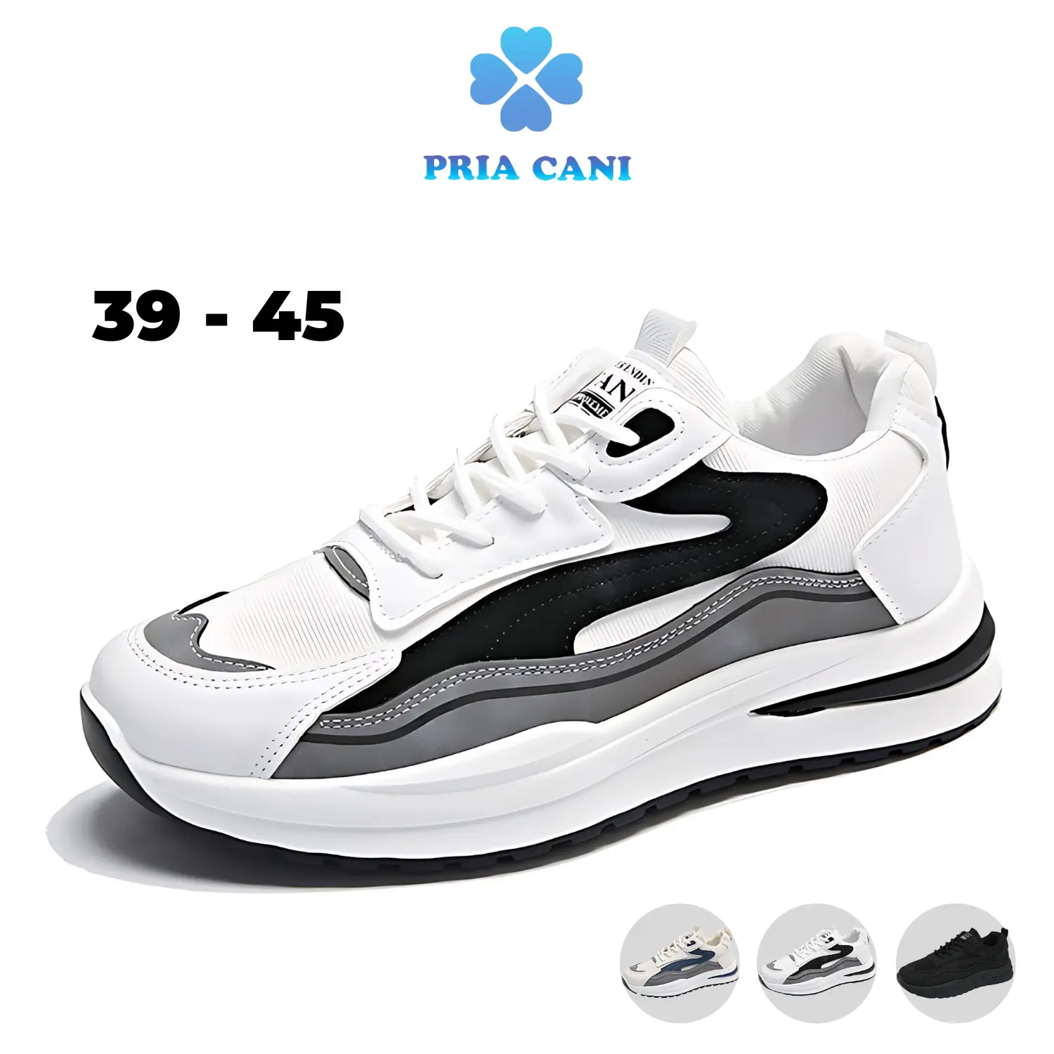 PRIACANI Pionyx Shoes Man Sepatu Sneakers Trainer Pria Casual - Full Black Shoes M8117
