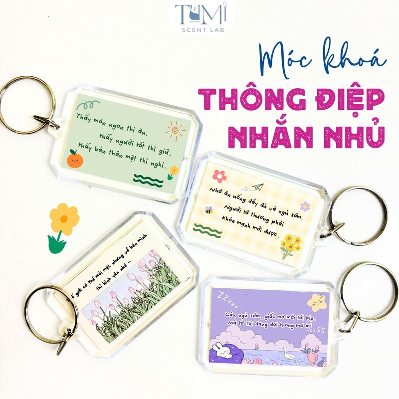 Móc Khoá Thông Điệp Nhắn Gửi Dễ Thương Key Chain In 2 Mặt Lời Nhắn Gần Gũi Tặng Mẹ Bạn Bè Người Yêu