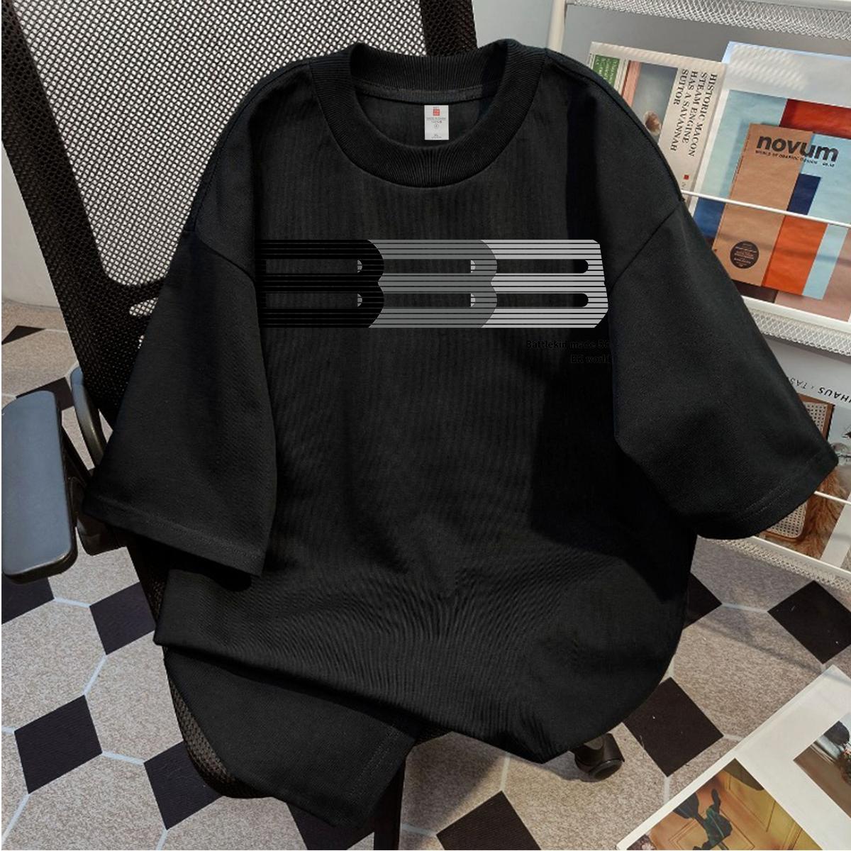 Kaos Katun Trendi Dengan Desain Cetak Grafis Unik, Longgar, Lengan Pendek, Leher Bulat, Unisex.