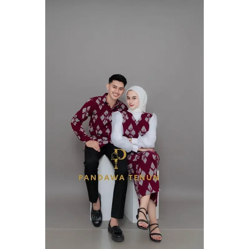 PANDAWA BAJU TENUN NEW PADMA COUPLE RED batik 1