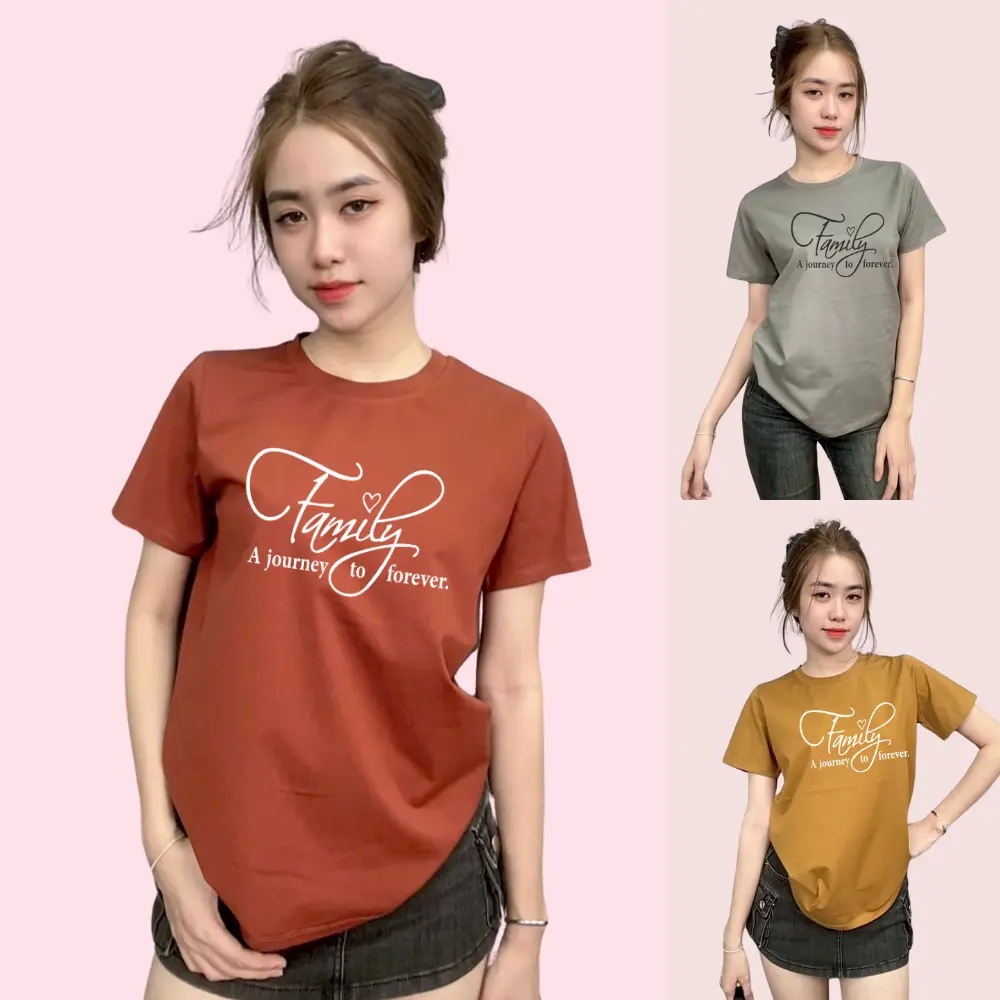 Áo Thun Thái Nữ Cổ Tròn Co Giãn Tôn Dáng, Mịn Mát, Thấm Hút Mồ Hôi, Phối Hình Nổi Top Women