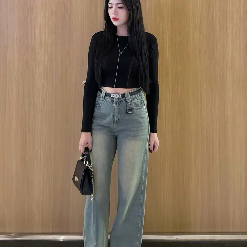 V.M-Quần Jeans Nữ Suông Trơn Túi Kiểu 2 Màu Đậm Nhạt (S-2Xl) Vải QC Mềm VM115 | BigBuy360 - bigbuy360.vn