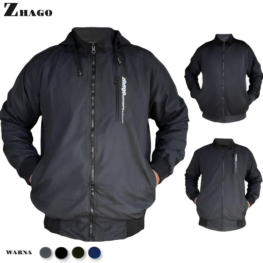 Jaket Taslan JN Premium Tahan Air dan Casual ZHAGO+ untuk Pria dan Wanita Dewasa - Panjang Lengan 61cm