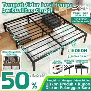 Tempat Tidur Baja 4/5/6 Ft. Tempat Tidur Baja Kanan Model sudut 3 warna 3 ukuran bisa Dukung berat badan 800kg katil dipan kasur besi