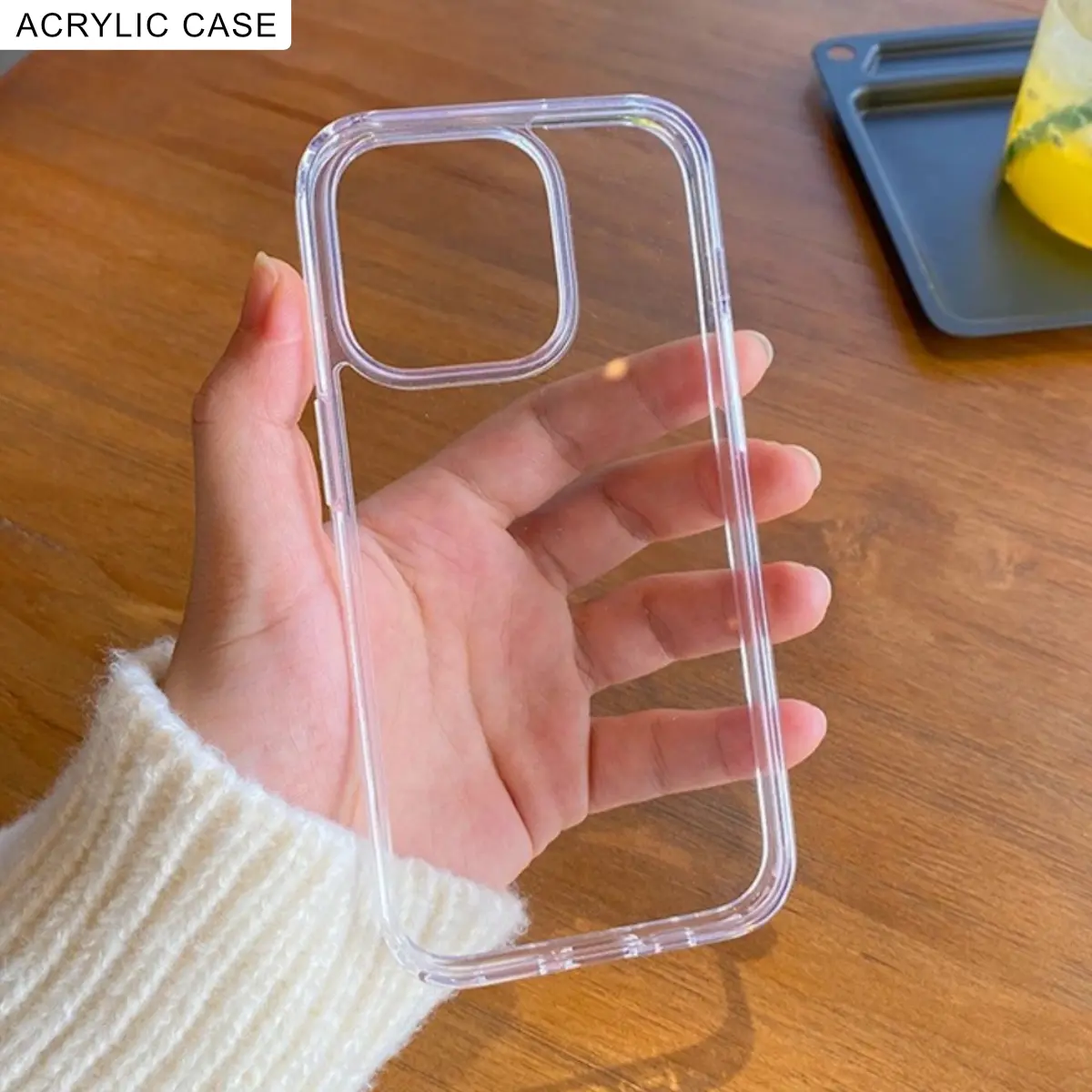Acrylic Clear Case iPh*ne X XR XS 11 12 13 14 15 16 PRO MAX 7 8 PLUS Hard Casing iP Hybrid  BENING Transparan