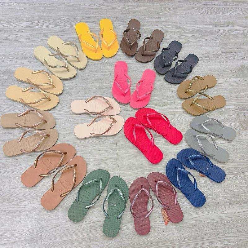 Havaianas - Dép Slim Nữ Trơn Ko Charm Cao Su Êm Chân.