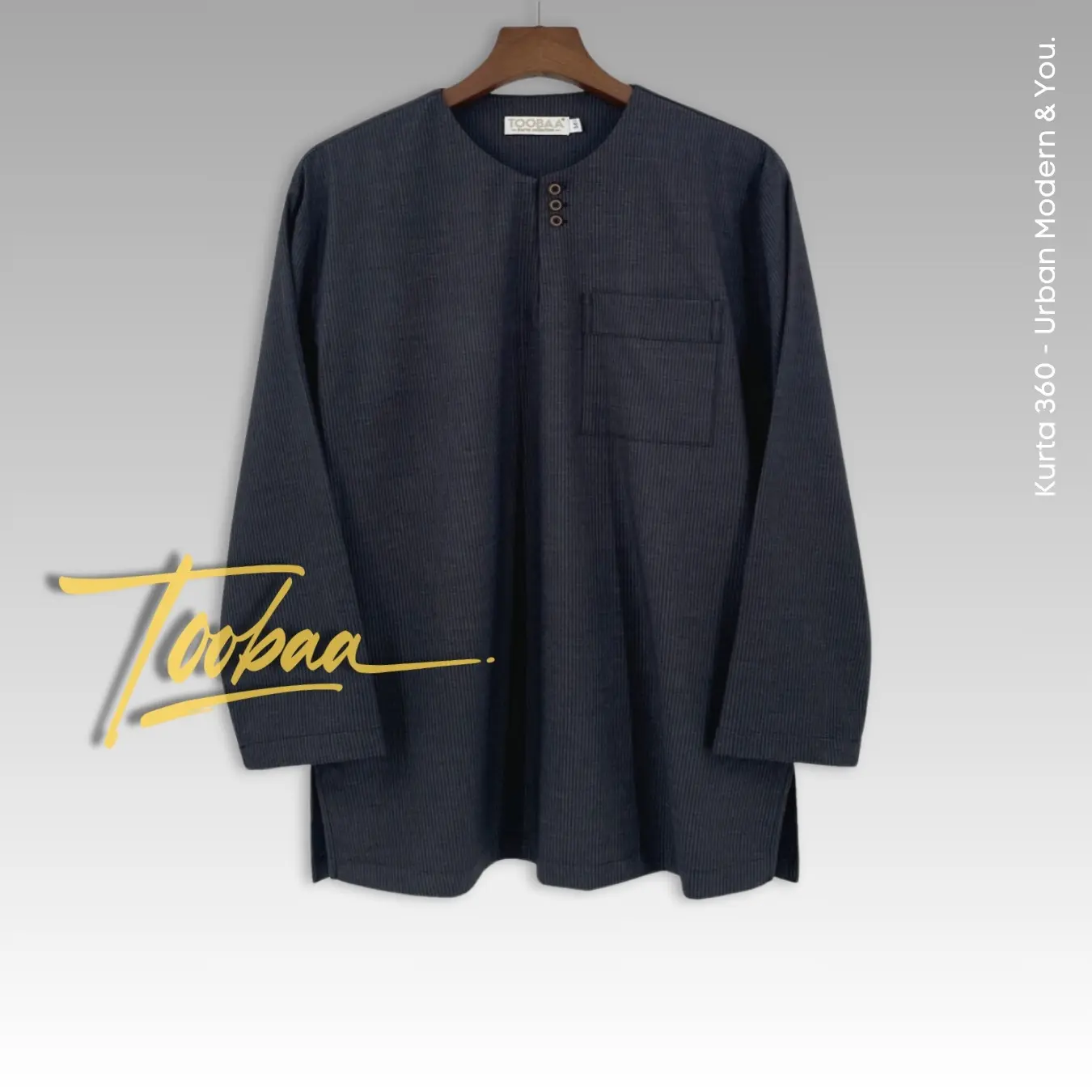 Kurta 360 Charcoal Black - Designer Lifestyle Kurta by Toobaa