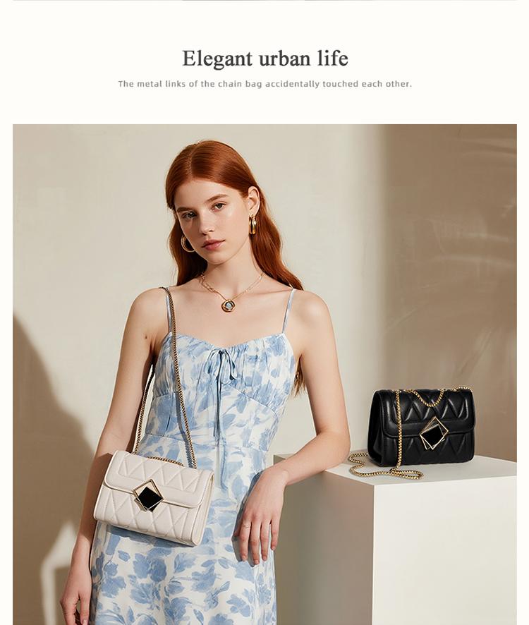 NALANDU Tas Rantai Wanita ELEGAN [Multiway] - Tas Selempang Bahu Trendy, Kulit PU Berkualitas, Tas Kempyeng Modis