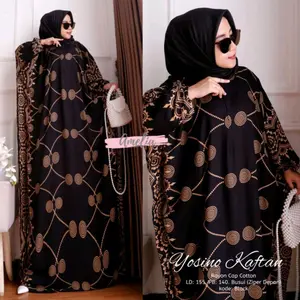 Kaftan Mewah Gamis Muslimah Jumbo Modern Motif Yosino Resleting Depan