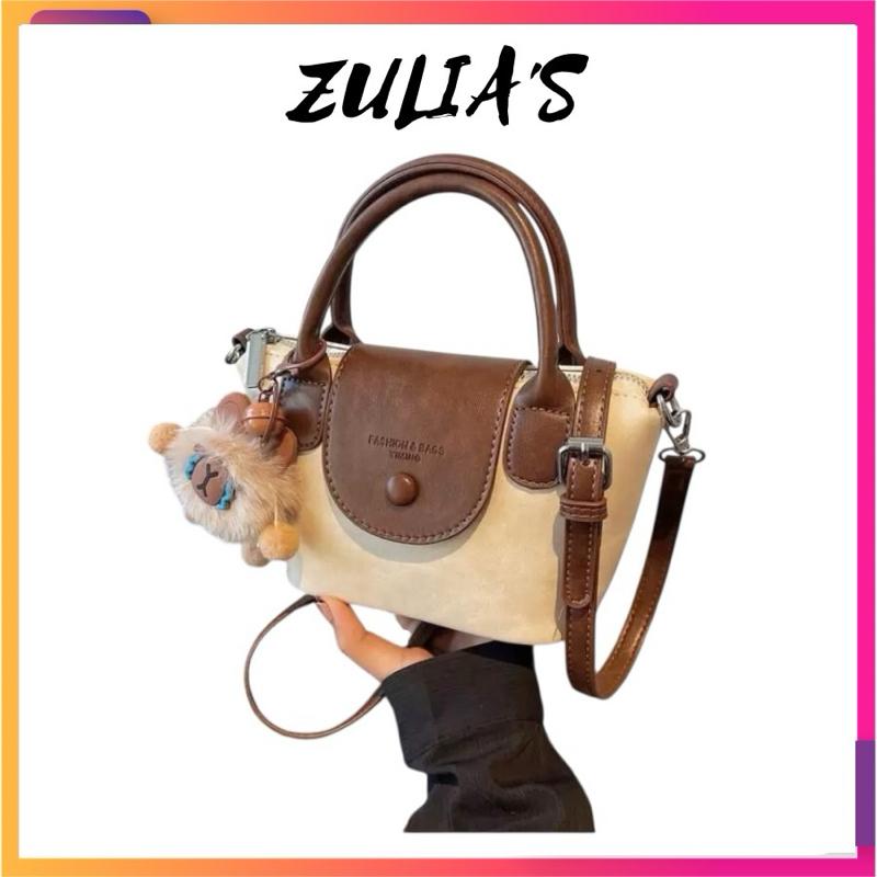 ( Tặng Kèm Gấu Khóc) Túi Xách Nữ Đeo Chéo Xách Tay Da Mềm Phối Màu Sang Chảnh