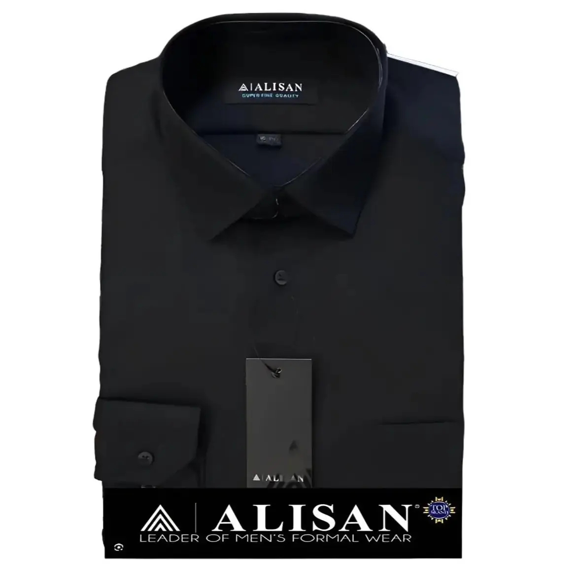 ALISAN Kemeja Polos Hitam Lengan Panjang - Slim Fit - Formal Kerja - Kualitas Super - Baju Kantor