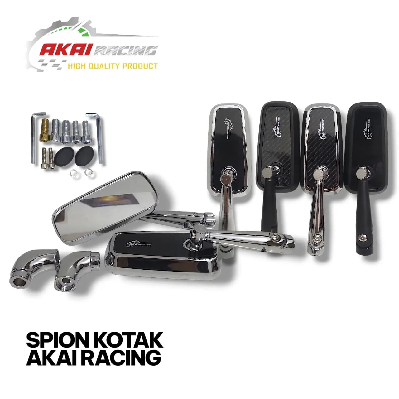 Spion Motor Segi Empat H3C Akai Racing Spion Model Kotak Universal Bisa Semua Motor Nmax,Pcx,Aerox,Vario,Mio,R15,Cbr150r,Ninja Dan Motor Lain Nya
