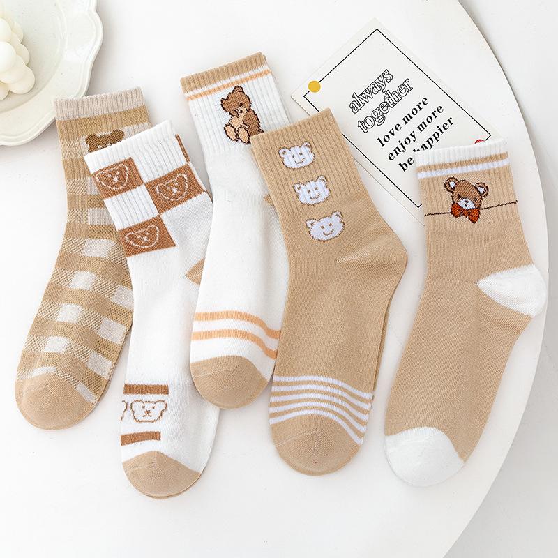 KS42 Kaos Kaki Pria Wanita Motif Bear Bear Kaos Kaki Panjang Beruang Fashion Korea 7