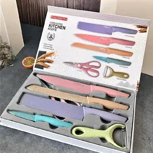 Pisau Dapur Set Lengkap Mewah Pisau Dapur Set 6 in 1 Bahan Stainless Steel pisau set pisau buah pisau daging pisau roti gunting set pengupas buah set