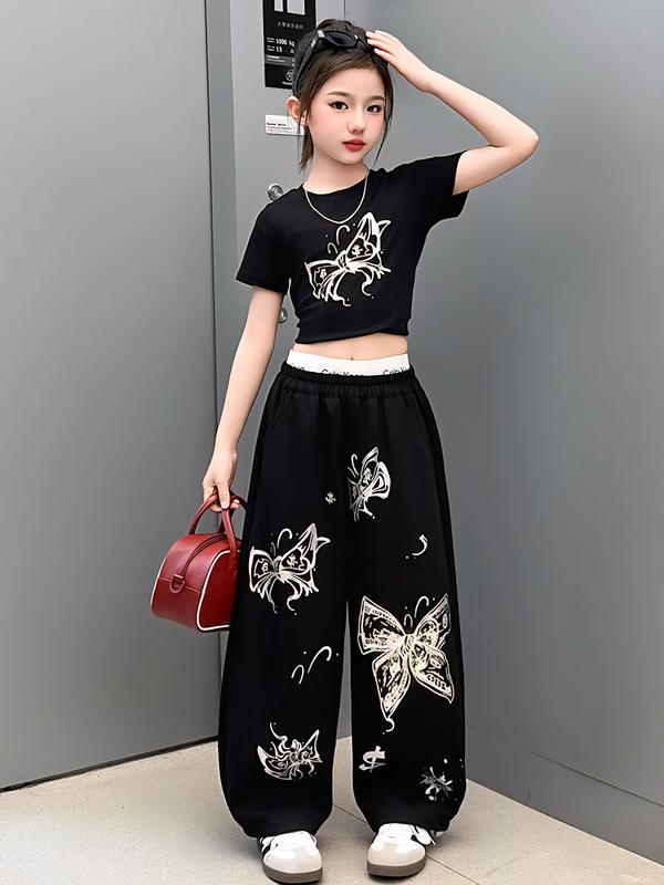  Set bộ bé gái bộ áo thun kèm quần suông  chất liệu vải Cotton tici mềm mịn thoáng mát cho bé 15-45kg 