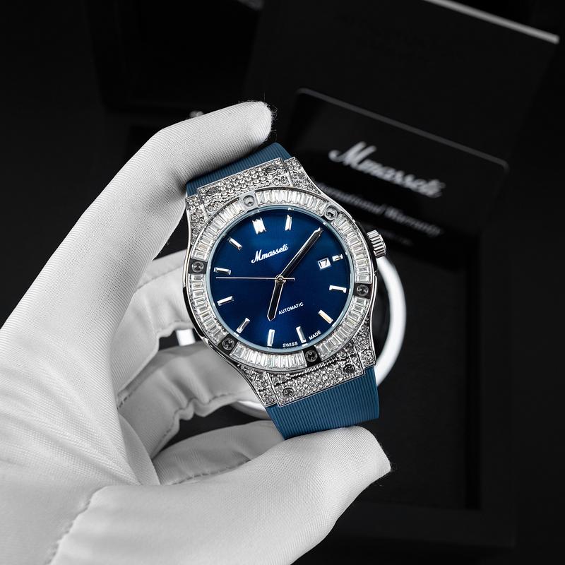 NO-11[ MMASSETI X HUNGLUXURY ] - Đồng hồ nam automatic Mmasseti chính hãng , dây silicon khóa bấm thông minh , chống nước tốt