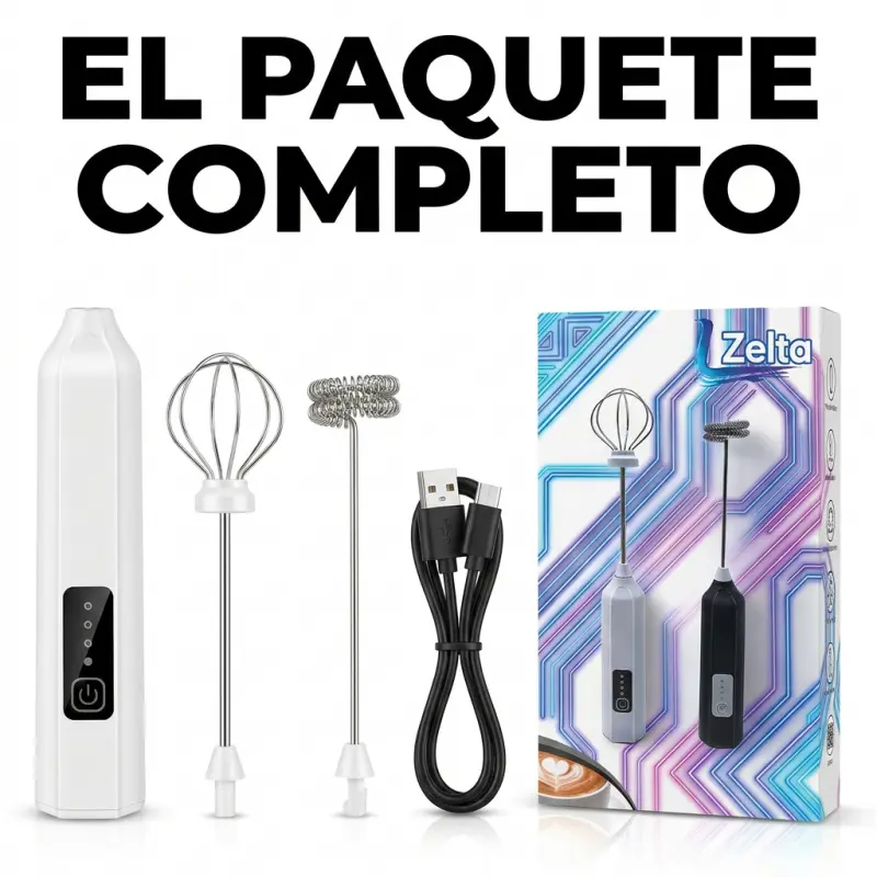 Batidor Mezclador Eléctrico Inalámbrico Portátil para Café y Repostería,3 Velocidades, Portatil, Batidor Electrico Con Doble Cabezal (Batido de café+ Batidor De Huevos),Varilla De Acero,Envio Gratis