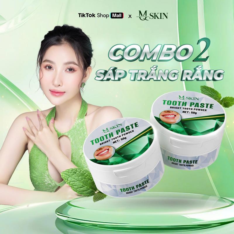 C20 COMBO 2 Sáp Trắng Răng Tooth Paste MQ SKIN 50gr - Hỗ Trợ Trắng Răng Thơm Miệng Sạch Mảng Bám - Hương Bạc Hà