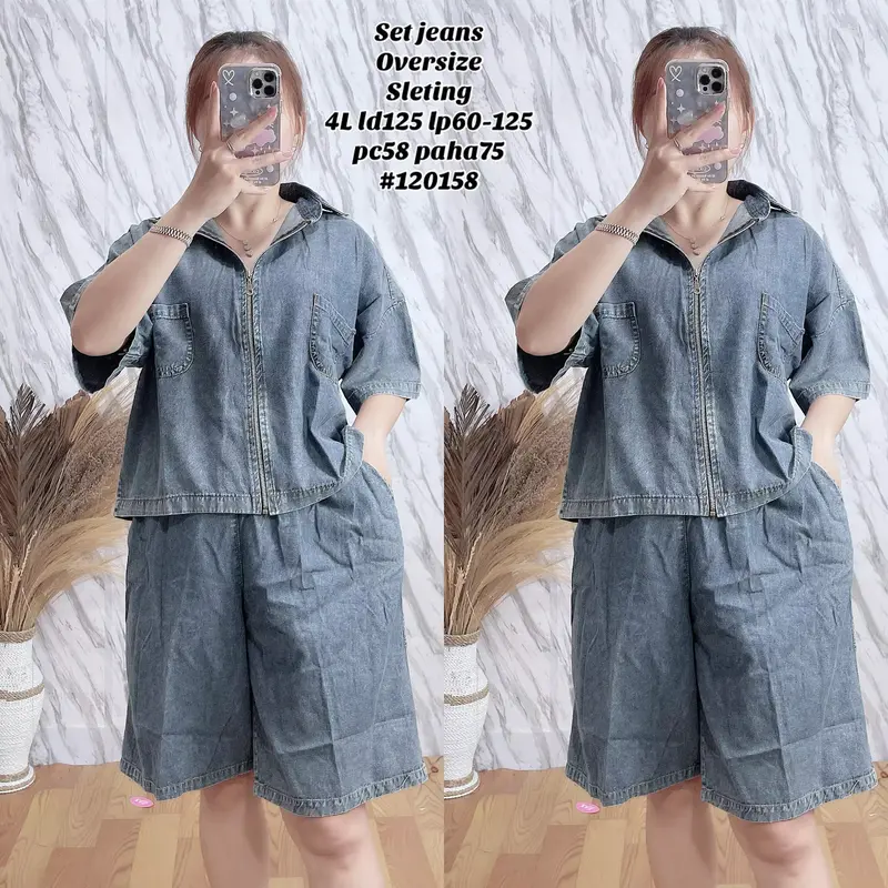 Setelan Jeans Bigsize / Oneset Jeans Hotpants / Jeans Wanita 3