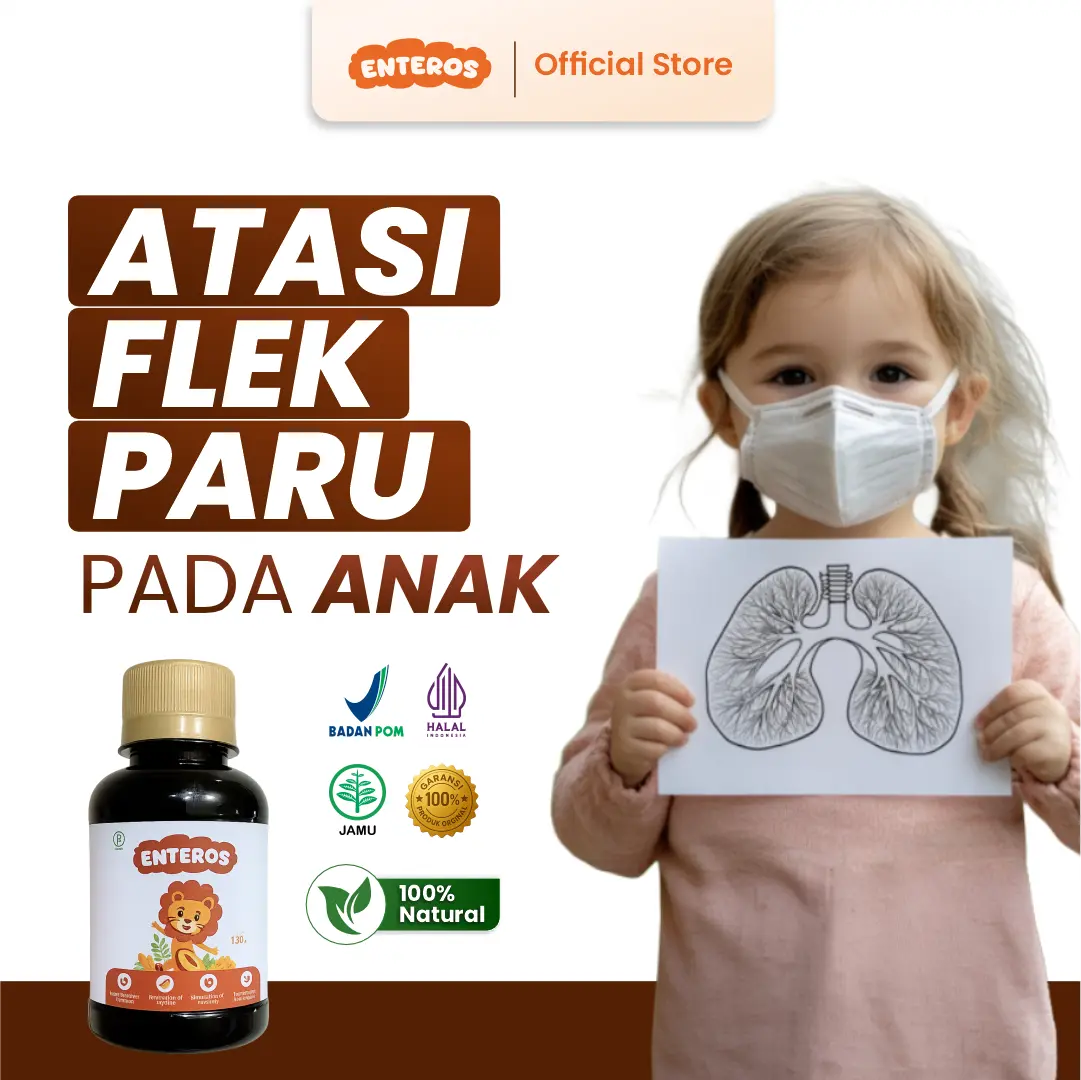 Atasi Flek Paru |  Enteros Kids Sirup Herbal Anak 130ml | Halal & BPOM