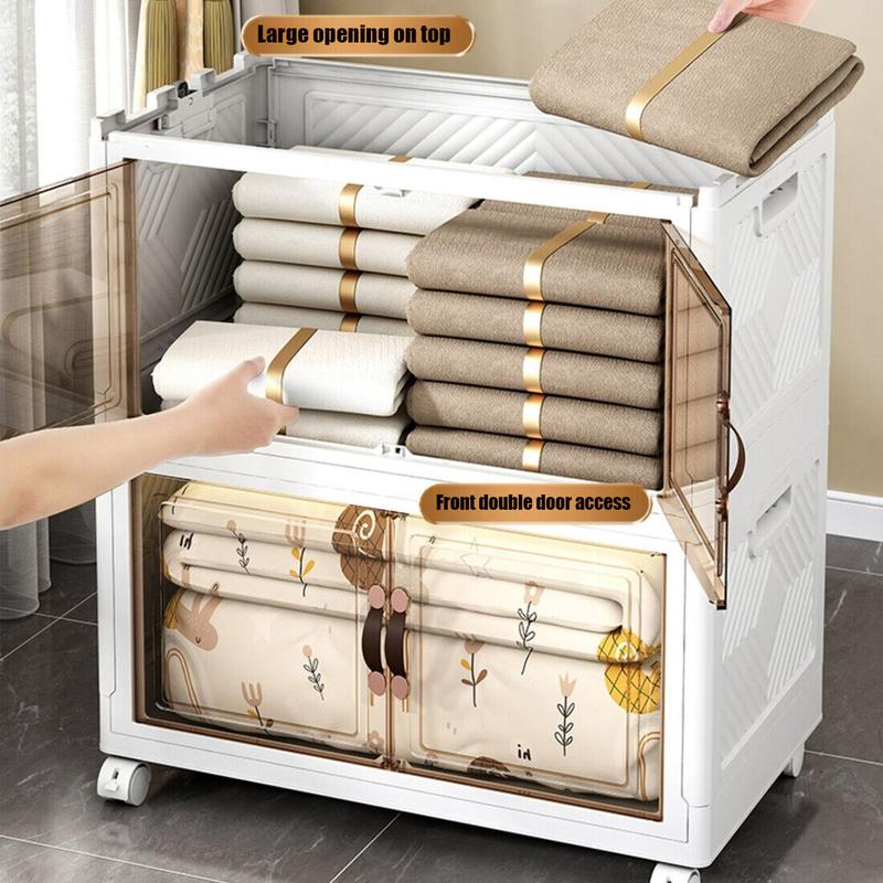 Large Capacity Clothes Storage Cabinet Locker Folding Wardrobe W/Lid Open Front 4