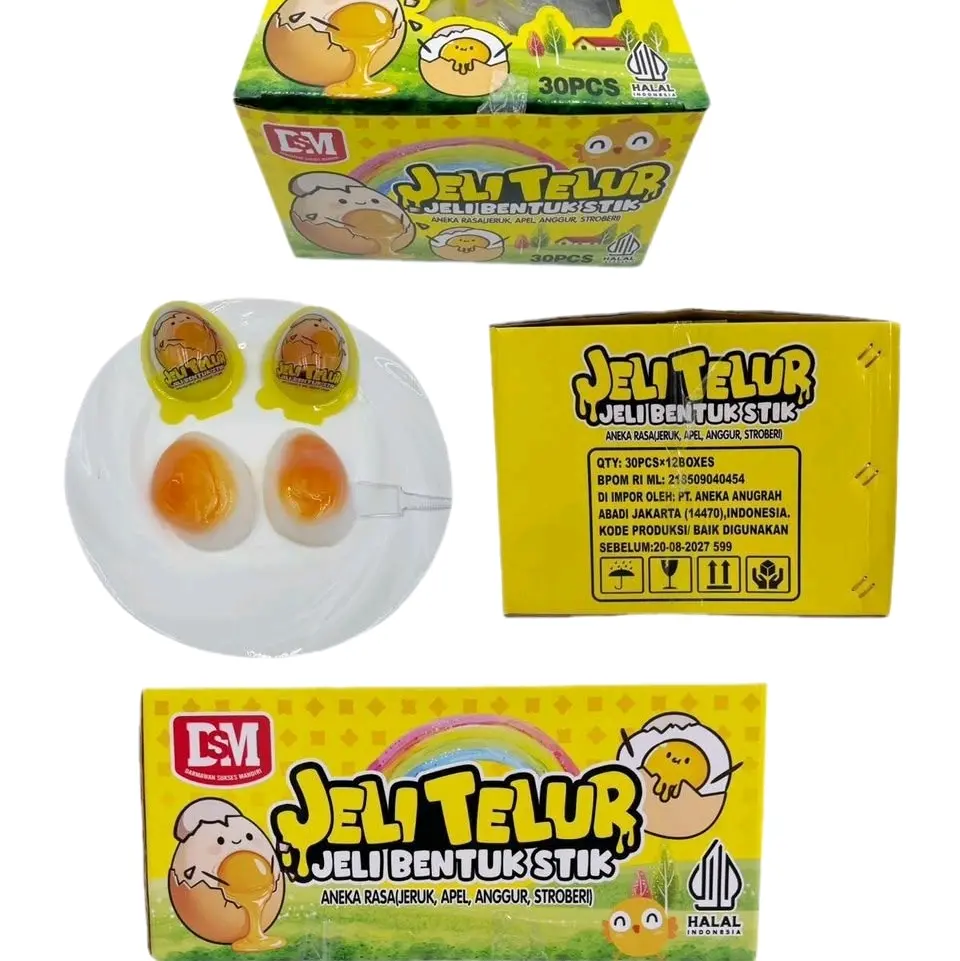 Jelly Stick Bentuk Telur Dengan Aneka Rasa Buah Isi 30 Pcs - Snack Anak-anak