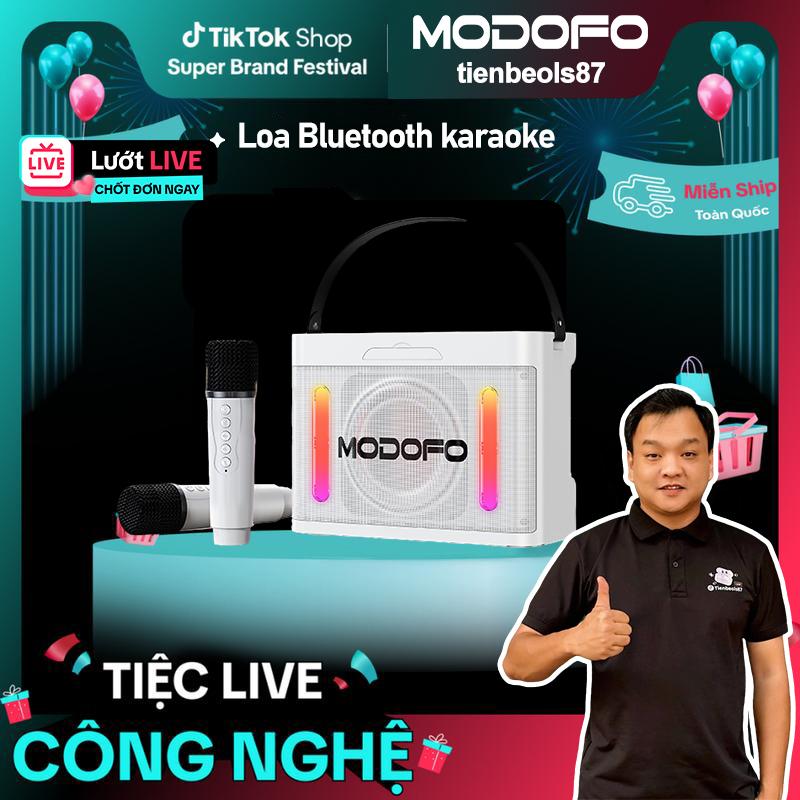 【MODOFO Mua một tặng hai cho loa Bluetooth karaoke có micro đi kèm hai micro thiết kế để bàn nhỏ gọn thích hợp cho karaoke trong nhà và ngoài trời