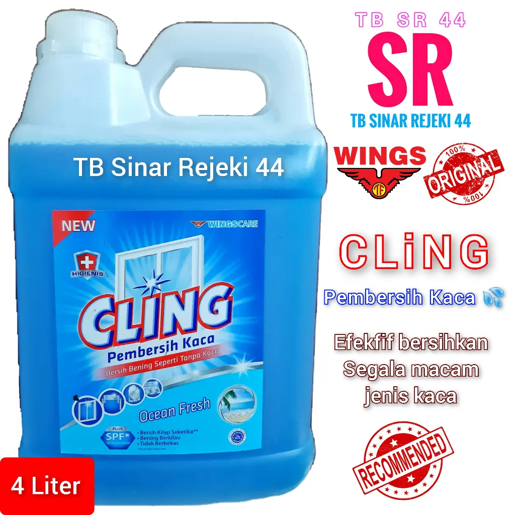 CLiNG 4 Liter Glass Cleaner Cairan Pembersih Kaca Refill Spray Jerigen Bersih Bening Mengkilap Seperti Tanpa Kaca [Wings Product]
