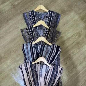 Dress Daster Manohara Motif Etnik Bali Rayon Halus Bahan Lembut Dingin Nyaman untuk Sehari-hari Size Lingkar Dada 110