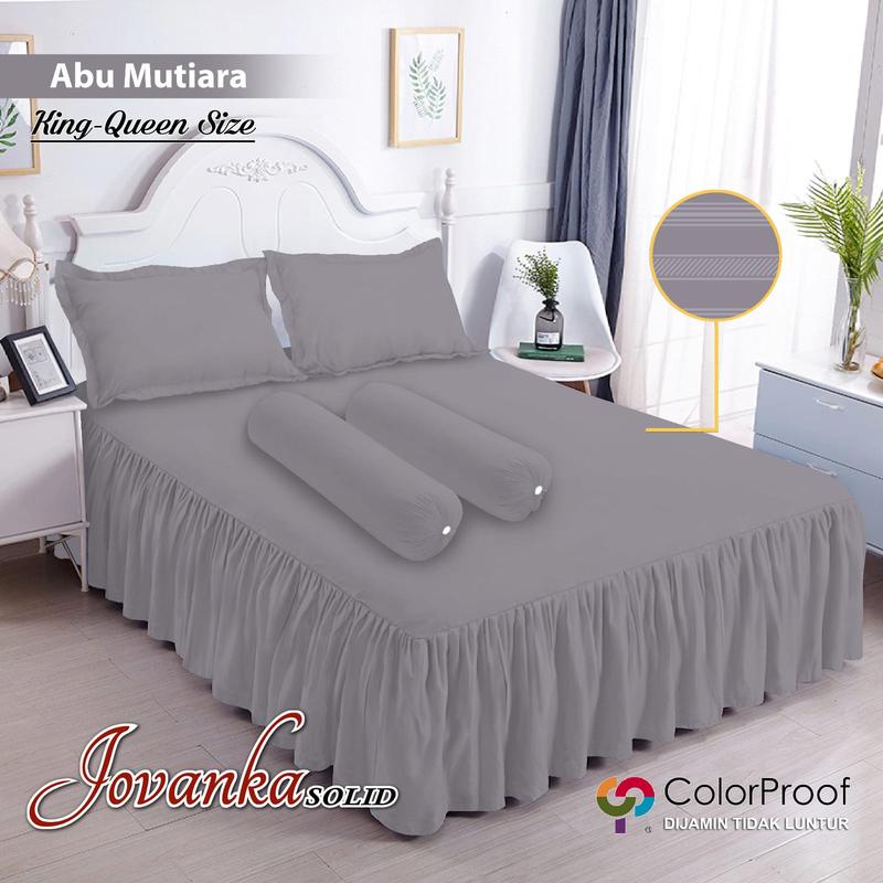 Jovanka Sprei Rumbai Set Polos Emboss Ukuran King 180x200x20 Dan Queen 160x200x20 Untuk Kasur Yang Elegant 4