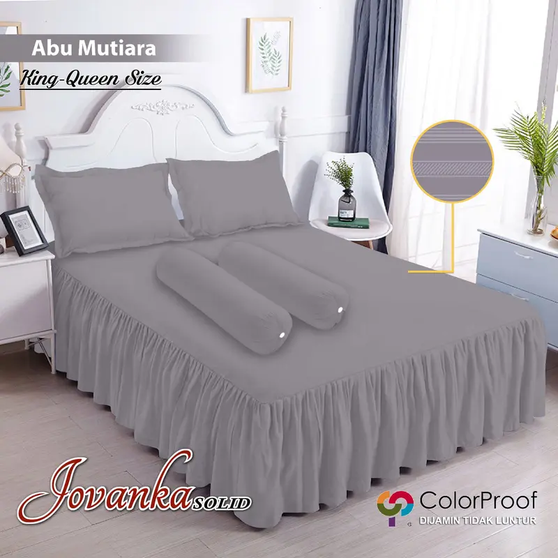 Jovanka Sprei Rumbai Set Polos Emboss Ukuran King 180x200x20 Dan Queen 160x200x20 Untuk Kasur Yang Elegant 4