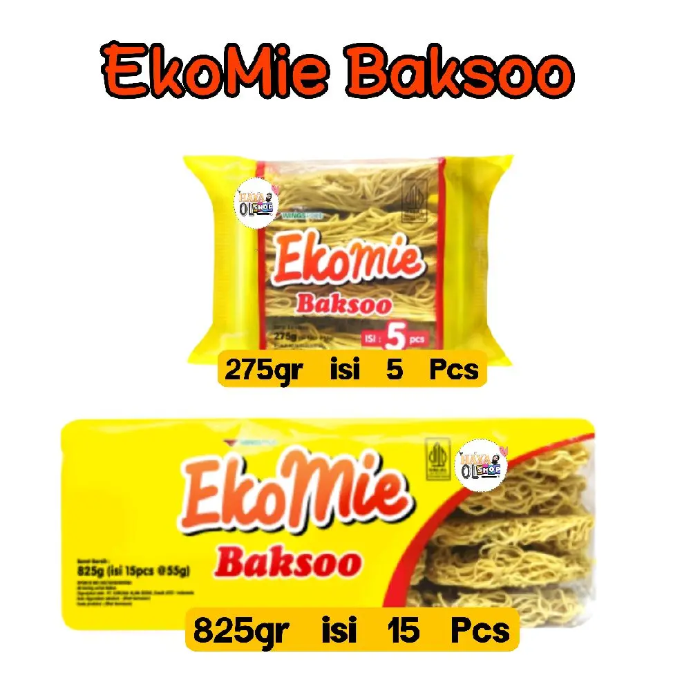 Ekomie Baksoo Mie Instant Mi Kering untuk Bakso Baso 275gr isi 5 Pcs & 825gr isi 15 Pcs