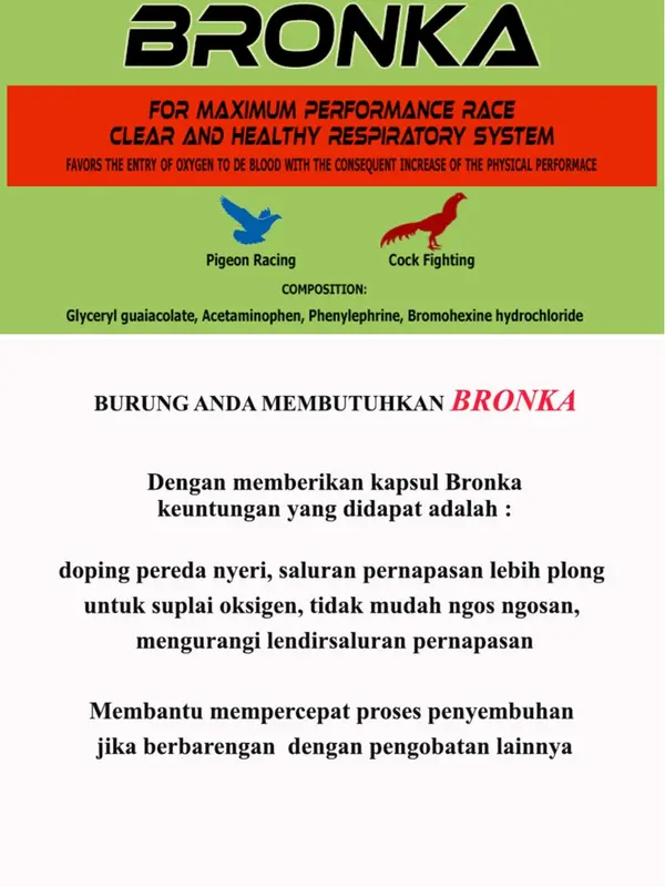 Bronka merpati hewan suplemen saluran napas 0
