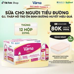 Thùng 12 hộp sữa bột pha sẵn Varna Diabetes (12 hộp giấy x 237ml) - Hỗ trợ ổn định đường huyết