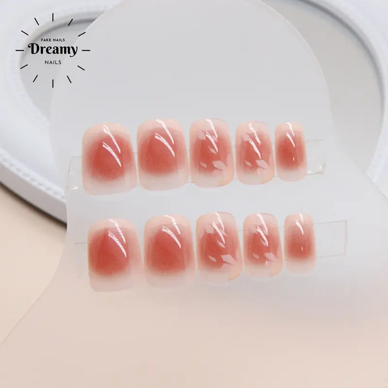 R843  DREAMYNAILS KUKU PALSU 2D 24PCS + R843 Falling Flowers cherry blossom blush French 4