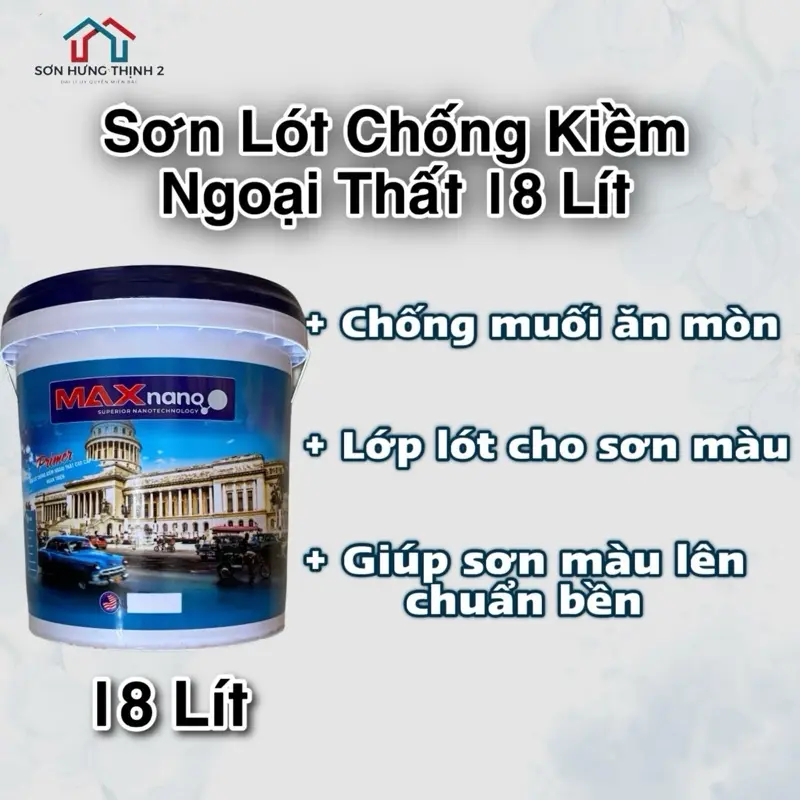 Sơn Lót 18 Lít, Chống Kiềm Ngoại Thất Maxnano, Tác Dụng Giúp Sơn Màu, Lên Màu Chuẩn Đẹp Và Chống Muối Mốc, Tặng Lu+ Chổi 0
