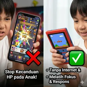 QQbaby Chip Upgrade 2026 Konsol Permainan Handheld - 500 Game Klasik GameBoy Layar 3.0 Inci Portabel Warna Biru Langit 2 Pemain Baterai Tahan Lama Garansi 12 Bulan