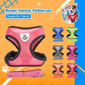 Harness Rompi Hewan Peliharaan + Leash Nyaman, Anti Selip, Adjustable