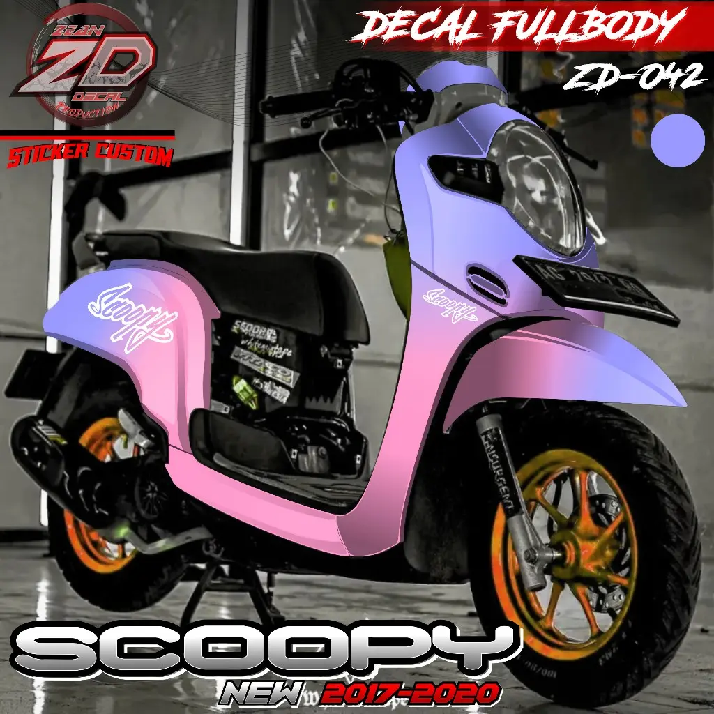 (COD) TERBARU Decal Sticker Variasi Scoopy Fi New 2017 2018 2019 2020 Fullbody Desain Racing Termurah Motif Gradasi Warna Polos Lembayung ZD-42